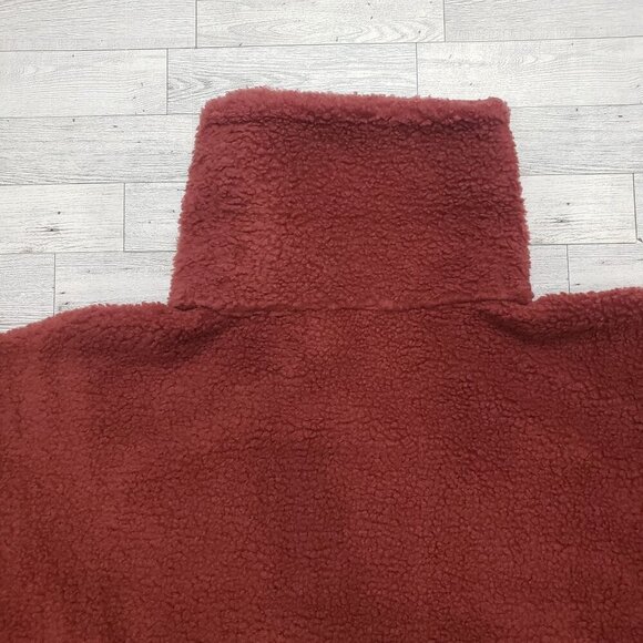 Berkley Jensen Sherpa Quarter Zip Wide Ribbed Collar Rust Cozy Womens XL NWT - Picture 5 of 12